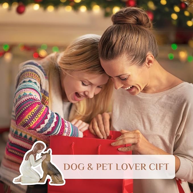 German Shepherd Gifts for Women: Pet Loss Sympathy Bereavement Remembrance Memorial Gift Angel of Friendship Black Dog Figurines for Dogs Lovers (5.4" x 4.3")