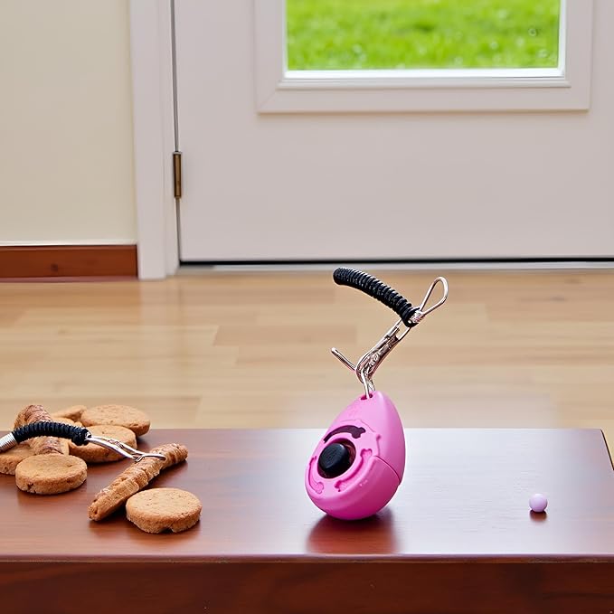 1pc Pink Clicker Easy to Use with Button Dog Training Accessories Strong and Long-Lasting,Training and Behavior Aids