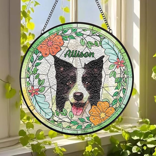Custom Dog Portrait Stained Glass Catcher, Pet Memorial Stained Glass Photo Catcher, Staineds Glass Dog Memorial, Loss of Dogs Sympathy Gift Personalized, Pet Loss Gifts /9