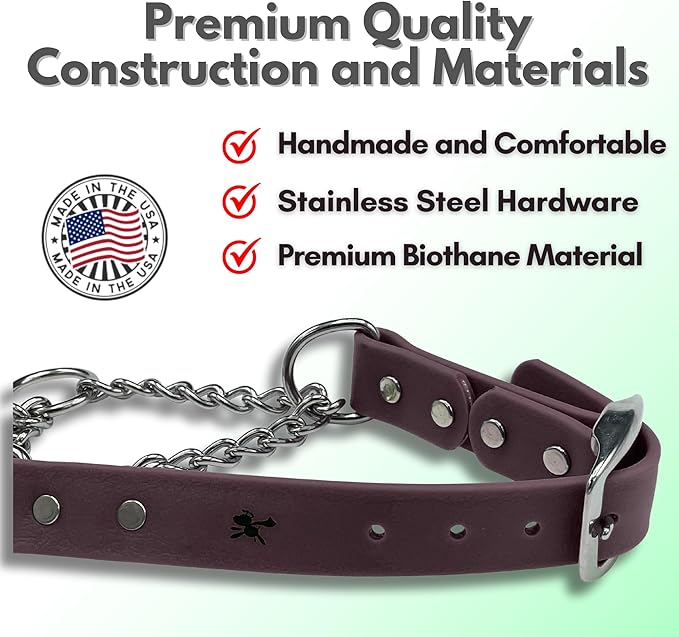 Martingale Collar for Dogs, Biothane, Stainless Steel Hardware, No Pull, Made in The USA, Professional Grade, Extra Large, Brown