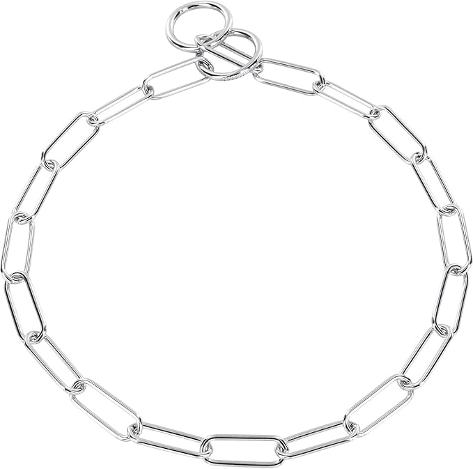 Herm Sprenger - Chrome Plated Steel Fur Saver Dog Collar - Long Link - Professional Training Collar for Small Petite Dogs - Puppy Collar - Correction Slip Chain - Made in Germany (16 inches (40 cm))