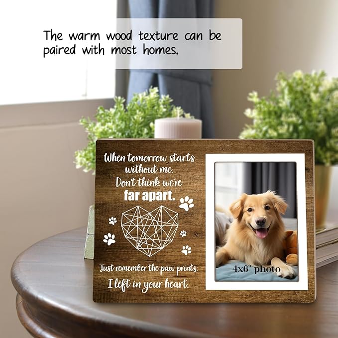 Memorial Picture Fram&Dog Memorial Suncatcher Gift Set, Pet Picture Frame, Sympathy Gifts for Loss of Loved Pet, Bereavement Gifts for Loss of Dog, Remembrance Photo Frame or Memorial Gift, Fits 4x6In Photo(GXK03)