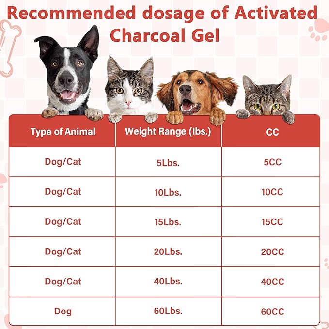 Activated Charcoal Paste for Dogs Cats, Puppy & Pet Poisoning Kit, Toxin Absorber for Pet Emergency, Aids Digestive System Recovery, 30 ml