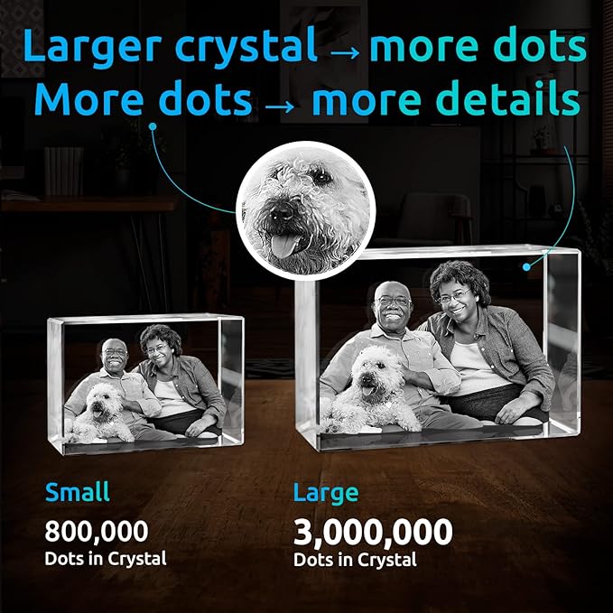 ArtPix 3D Premium Crystal Photo, Personalized Dog Memorial Gifts with Your Own Photo for Dog Lovers, Pet Owners, 3D Laser Etched Picture, Engraved Crystal in Memory of Dog, Customized Gifts