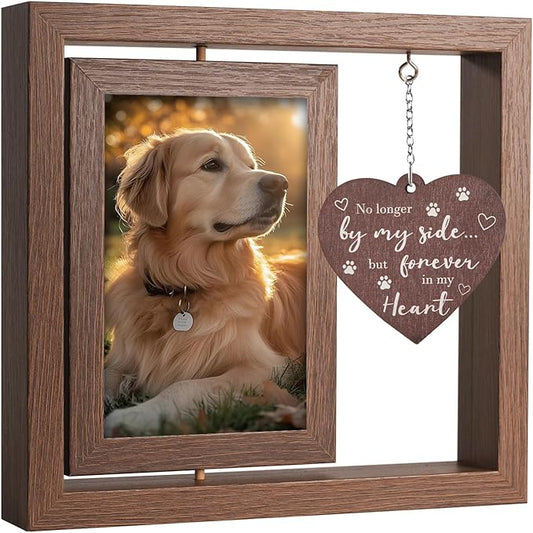 4×6 Pet Memorial Photo Frame – Keepsake Remembrance Sympathy Gift for Loss of Dog or Cat – No Longer By My Side But Forever In My Heart – Loving Memory Picture Frame for Pets
