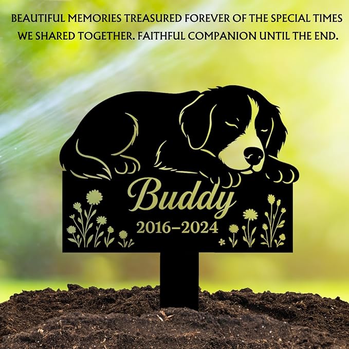 Custom Dog Grave Markers Outdoor | Personalized Pet Grave Markers Dog Memorial Headstone | Personalized Pet Graveyard for Pets Owners | Best Memorial Gifts for Your Furry Friends Passed Away
