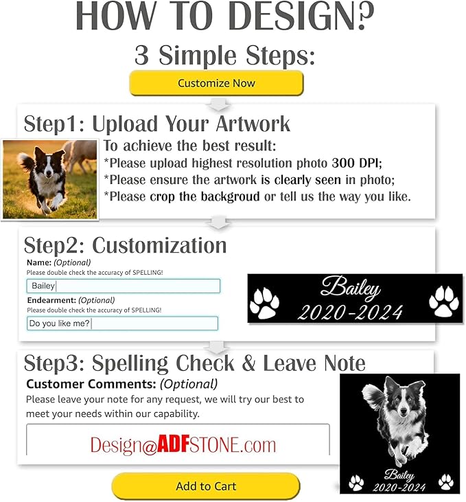 ADFSTONE Pet Memorial Stones Personalized Dog Remembrance Gifts, Customized Cat Picture Grieving Plaque, DIY Gravestone, Custom Sympathy Photo Gift, Animal Grave Markers, Little Tombstones…