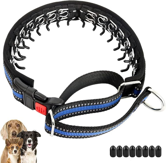 Mayerzon Martingale Collar for Dogs, No Pull Dog Collar with Reflective Strip for Small Medium Large Dogs, Anti Pulling Dog Collar with Buckle for Walking Training, Safe for Night Walk(Blue, L)