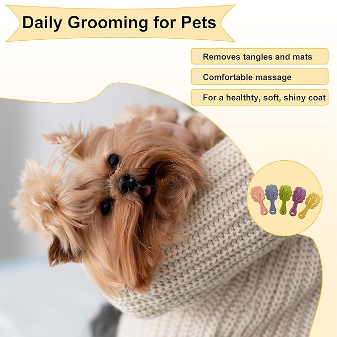 Cloud-Shaped Soft Bristle Puppy Brush for Small Dogs - Yorkie, Shih Tzu, Maltese, and Toy Poodles Grooming Tool with Detachable Lint Comb and Gift Box （Yellow）