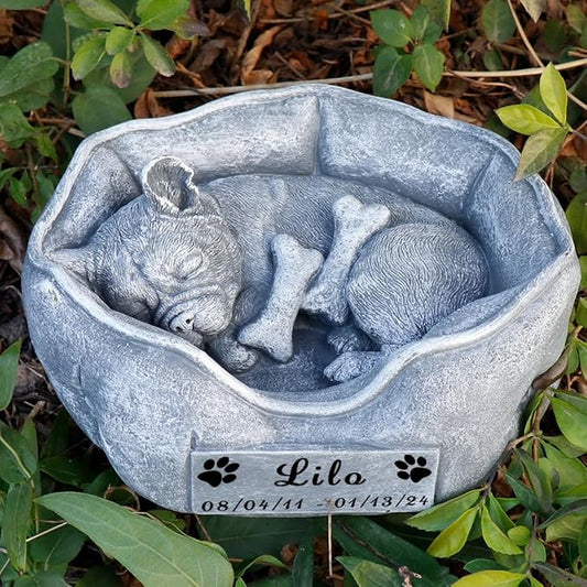 Dog Memorial Stone Statue Dog Garden Statue Pet Loss Gifts Pet Memorial Gifts Dog Grave Marker or Garden Memorial Stone Waterproof and Weatherproof Dog Plaque Personalized Memorial Tombstone