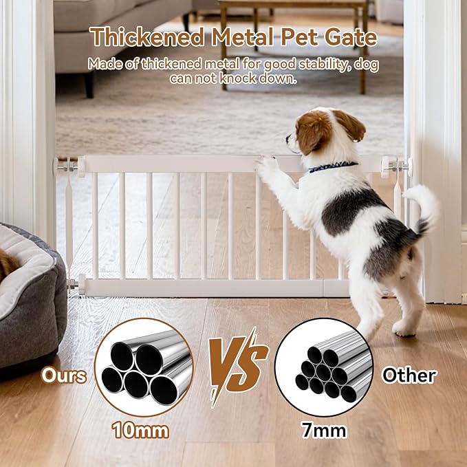 Short Dog Gate,18"-45" Adjustable Extra Wide Metal Short Baby Gate to Step Over, 24" Tall Small Pet Gate with 3 Extension Kits