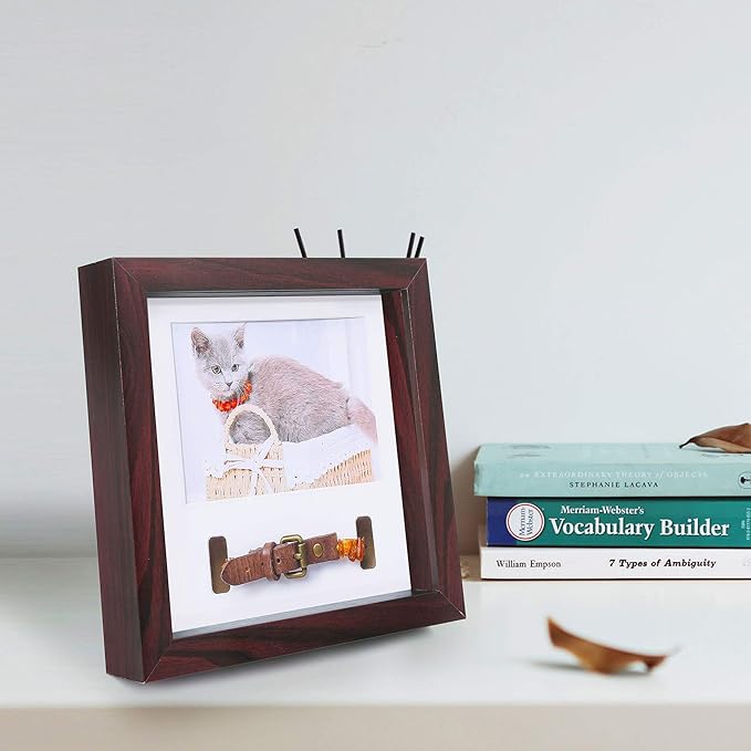 KCRasan Pet Memorial Picture Frame - Sentiment Frame for Loss of Dog or Cat Gifts - Pet Collar Frame Remembrance Sympathy Tribute Keepsake, Mahogany