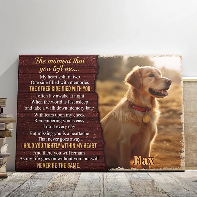 Dem Canvas Personalized Photo Canvas Prints, Dog Loss Gifts, The Moment That You Left Me, Pet Memorial Gifts, Dog Death Sympathy Gifts, Dog Cat Passing Away Loss Gift Dog Grieving Gifts (24x16)