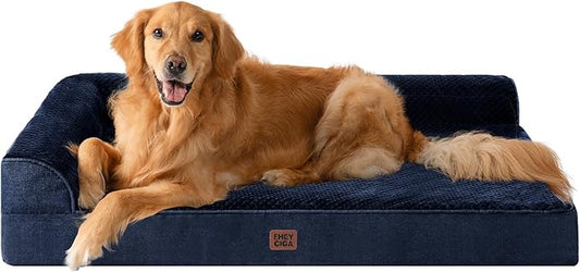 EHEYCIGA Extra Large Dog Bed Othorpedic, Memory Foam XL Dog Bed with Washable Removable Cover, Waterproof Pet Sofa Couch XLarge Size Dogs with Nonskid Bottom, 44x32x6.5, Navy Blue