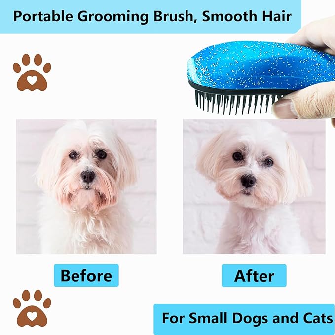 Puppy Brush, Soft Dog Brush for Grooming, Puppy Hair Remover Brush Comb, Grooming Tool for Poodles,Teddy, Yorkies, Maltese, Shih Tzu, Chihuahua, Starsky Blue