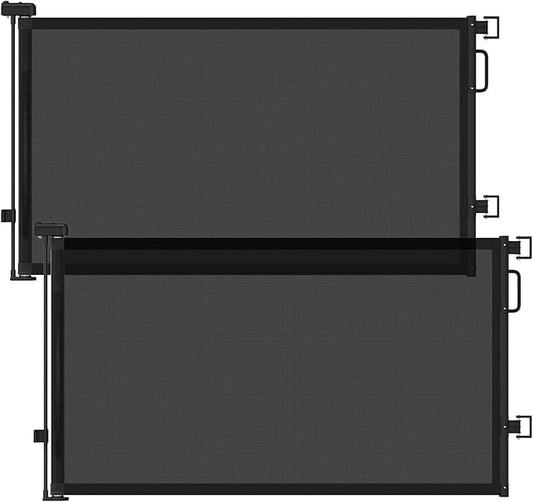 2Pack Retractable Baby Gates for Stairs, 58" Extra Wide Mesh Dog Gate for Doorways, Home Saftey Gate for Child Toddler Pet, Indoor and Outdoor Use, Easy Install, 34" Height, Black