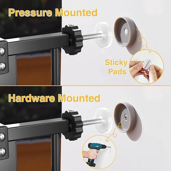 InnoTruth Baby Gate for Stairs 28.9-42.1" Wide, 30" Tall Easy Step Walk Through Expandable Dual Lock Dog Gates for The House，Pressure Mounted Easy Install Pet Gate for Doorways, Black