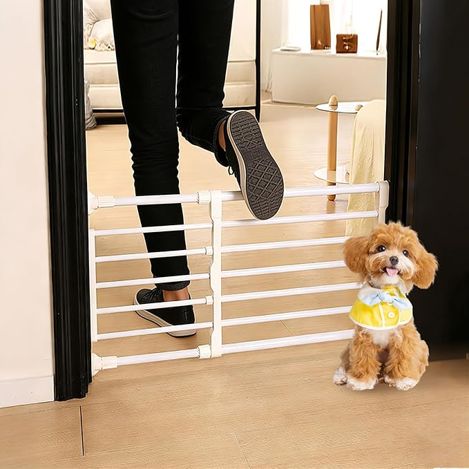Dog Gate with Small Cat Door for Small Dogs Puppies 23.6-38 Inch Wide Adjustable Portable Pet Barrier with Pet Door Metal Gates for Doorways Stairs