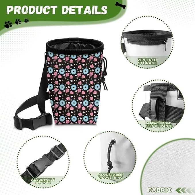 Horse Flowers Puppy Treat Bag 3 Ways to Wear, Dog Treat Pouch Closes Easy to Prevent Spills Pocket Sized Puppy Dog Training Treat Bag Perfect for Long Walks Or Training