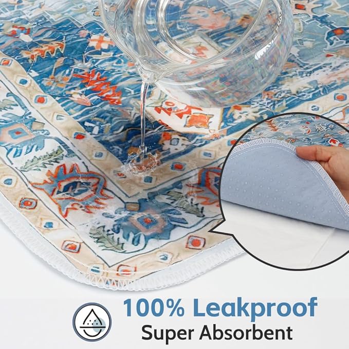 Washable Pee Pads for Dogs 2 Pack Reusable Puppy Training Pads 48"x48" Super Absorbent Waterproof Dog Training Pads, Non-Slip Potty Pads Whelping Pads Litter Mat Pet Supplies - Blue/Mix