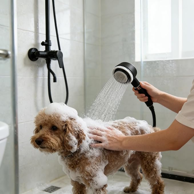 Hydrodynamic (Electric Power-Free) Self-Rotating Pet Bath Brush Pet Brush for Dog & Cat Brush