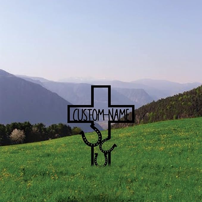 Personalized Grave Marker for Pet, Horse Cross Stake, Horse Loss Outdoor Plaque, Horseshoes Sympathy Gifts, Pet Loss Yard Remembrance Stake, Loss of Horse Plaques