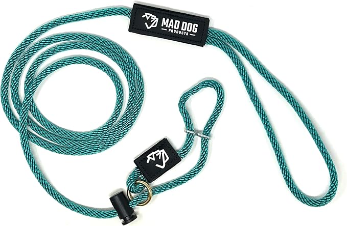 Mad Dog Products Easy Leader Dog Leash 1/4" x 4' Teal Signature Rope - Made in USA