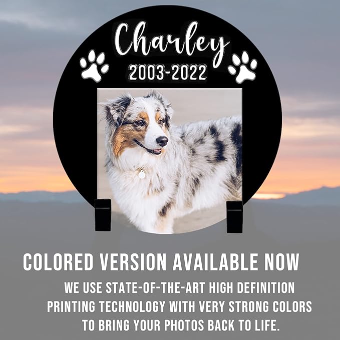 LINMAGCO Dog Memorial Gifts for Loss of Dog,Dog Memorial Stone,Pet Memorial Gifts with Photo, Customized Pet Headstone,Cat Memorial Gifts,Decorations for Grave