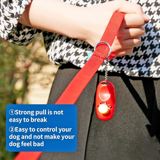BAAPET 15/20/30/50/100 ft Long Dog Training Leash with Clickers for Small, Medium and Large Dogs or Cats (20 Feet, Red)