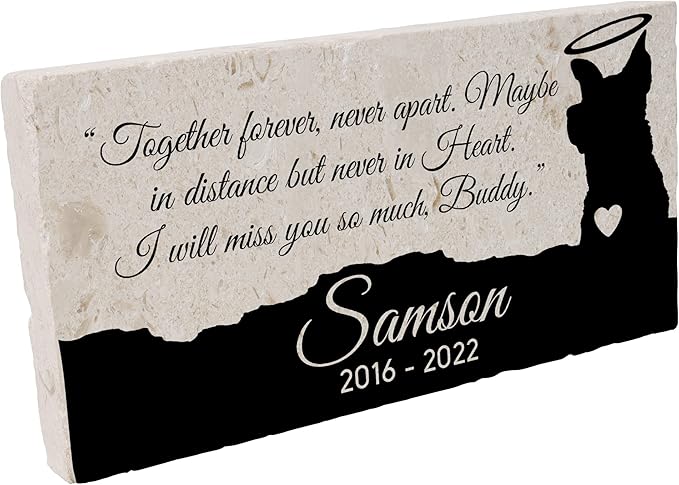 Personalized Pet Memorial Stone, 6x12 Custom Limestone Pet Grave Markers as Keepsake or Pet Remembrance, Thoughtful Pet Loss Gifts for Bereaved Pet Owners, Personalized Memorial Gifts (Samson)