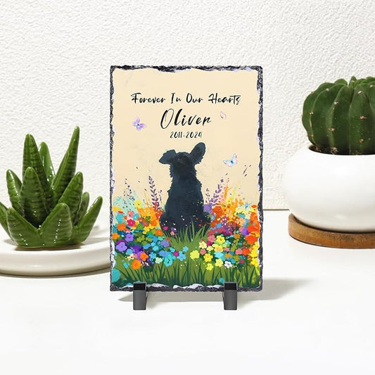 Custom Pet Memorial Stones for Dog, Personalized Memorial Plaques for Outdoors with Picture & Text Garden Stone for Loss of Dogs, Rectangle Shaped Dogs Grave Marker,B2-Rectangle