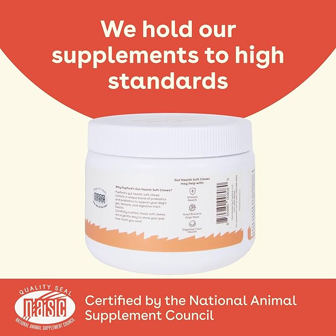 Pupford Gut Health & Immunity Supplement for Puppies and Adult Dogs, Made in The USA, Vet Approved, No Artificial Flavors, Peanut Butter and Jelly, Net Wt. 6.3 oz (180g)