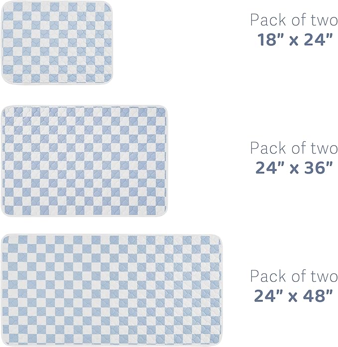 Ralxion 2 Pack Blue Checkered Washable Pee Pads for Dogs, Checkered Reusable Dog Pee Pads, for Puppy Playpen, Crate, Whelping Box, Potty Training, Cute Aesthetic Absorbency, Leak-Proof Non-Slip