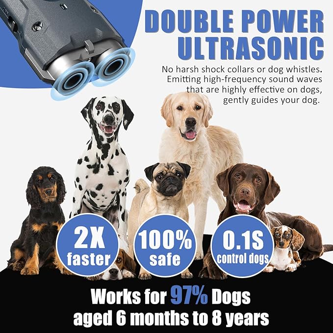 Dog Bark Deterrent Devices, 2025 Upgraded 2X Ultrasonic Anti Barking Device for Dogs-32FT Effective Range Stop Barking Neighbors Dog, Portable & Rechargeable Dog Training, Safe for Human & Dog Outdoor