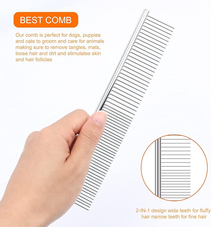 BWOGUE Premium Tick Removal Kit for Dogs and Cats - Stainless Steel Tool with Comb, Easily Removes Ticks and Fleas