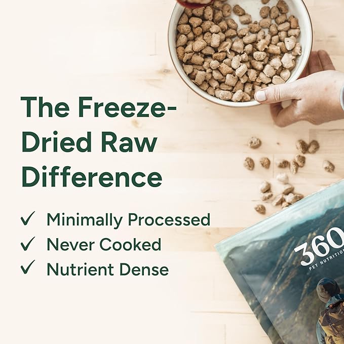 360 Pet Nutrition Freeze-Dried Raw Dog Food – Chicken Recipe with Liver & Organs, High Protein, Omega-3s, Fruits, Veggies & Superfoods, Grain-Free, No Fillers, 5 oz – Made in USA