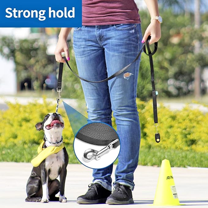 BAAPET 15/20/30/50/100 ft Long Dog Training Leash with Clickers for Small, Medium and Large Dogs or Cats (20 Feet, Blue)