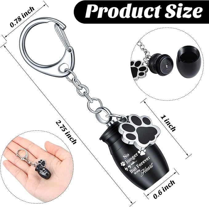 Batiyeer 4 Pack Pet Ashes Keychain, Memorial Keepsake Urn Keychain for Dog & Cat Ashes, Secure Screw Lid Stainless Steel Cremation Capsule, Mini Urn for Pets