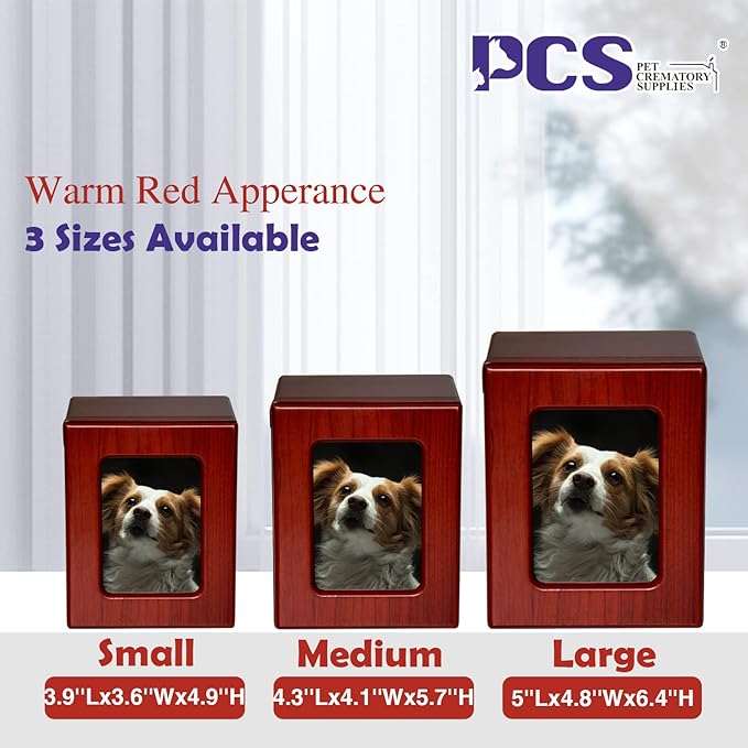PCS Pet Urns for Dogs Ashes, Dog Photo Urn, Urns for Dog Ashes, Pet Cremation Box Red-Large