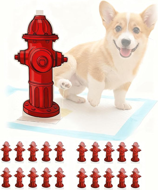 Dog Pee Post Guide Paper Pee Trainer, 20Pcs Hydrant Shaped Pet Diaper Pad Guide for Small Dogs, Puppies Dogs Potty Pee Training Pad Guide, 7.3 x 3.9in Small Hydrant Post Paper Card