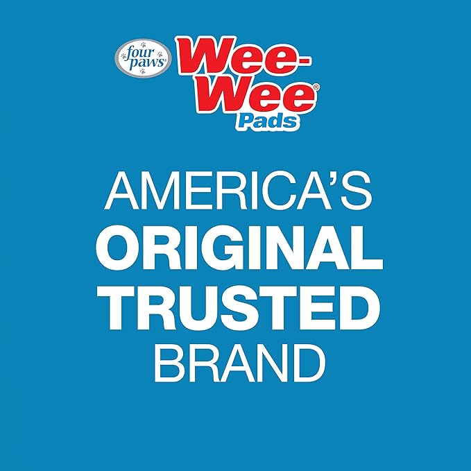 Four Paws Wee-Wee Super Absorbent Unscented Pee Pads for Dogs & Puppies with Insta-Rise Border, Leak-Proof Dog Housebreaking Potty Training Floor Protection, 22" x 23", 10 Count