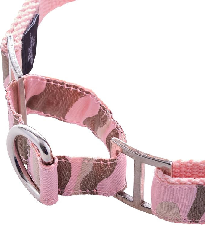 Remy II - The Recycled Ribbon Martingale Adjustable Collar No-Pull Pet Training Collars Dogs, Pink Camo, Large