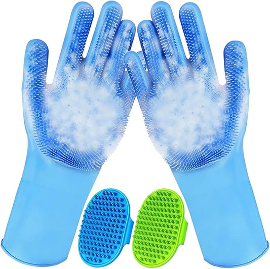 4PCS Pet Grooming Kit for Dogs and Cats, Dog Washing Gloves and Dog Bath Brush, Dog Shower & Shampoo Brush, Dog Scrubber for Bath, Massage and Grooming