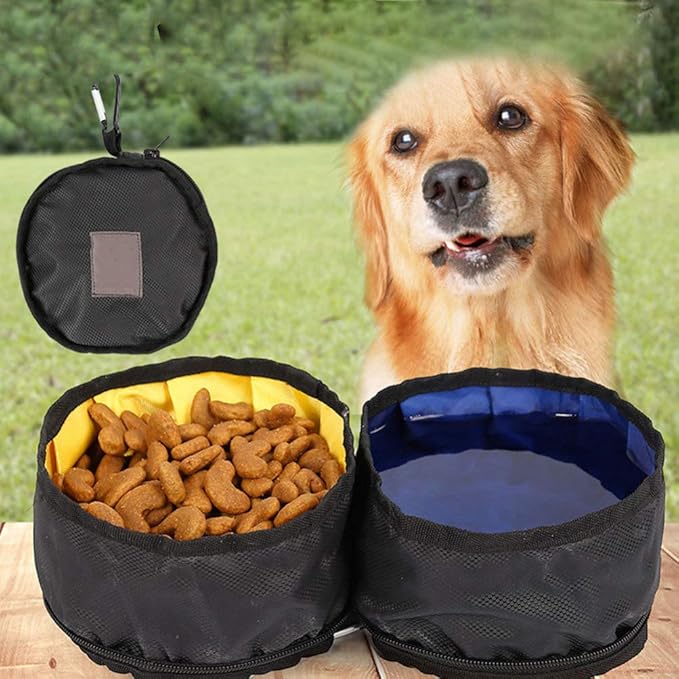 balacoo Portable Dog Bowls for Outdoor Feeding Dual Capacity for Food Water Carabiner Pet Supplies for Traveling Cats Dogs