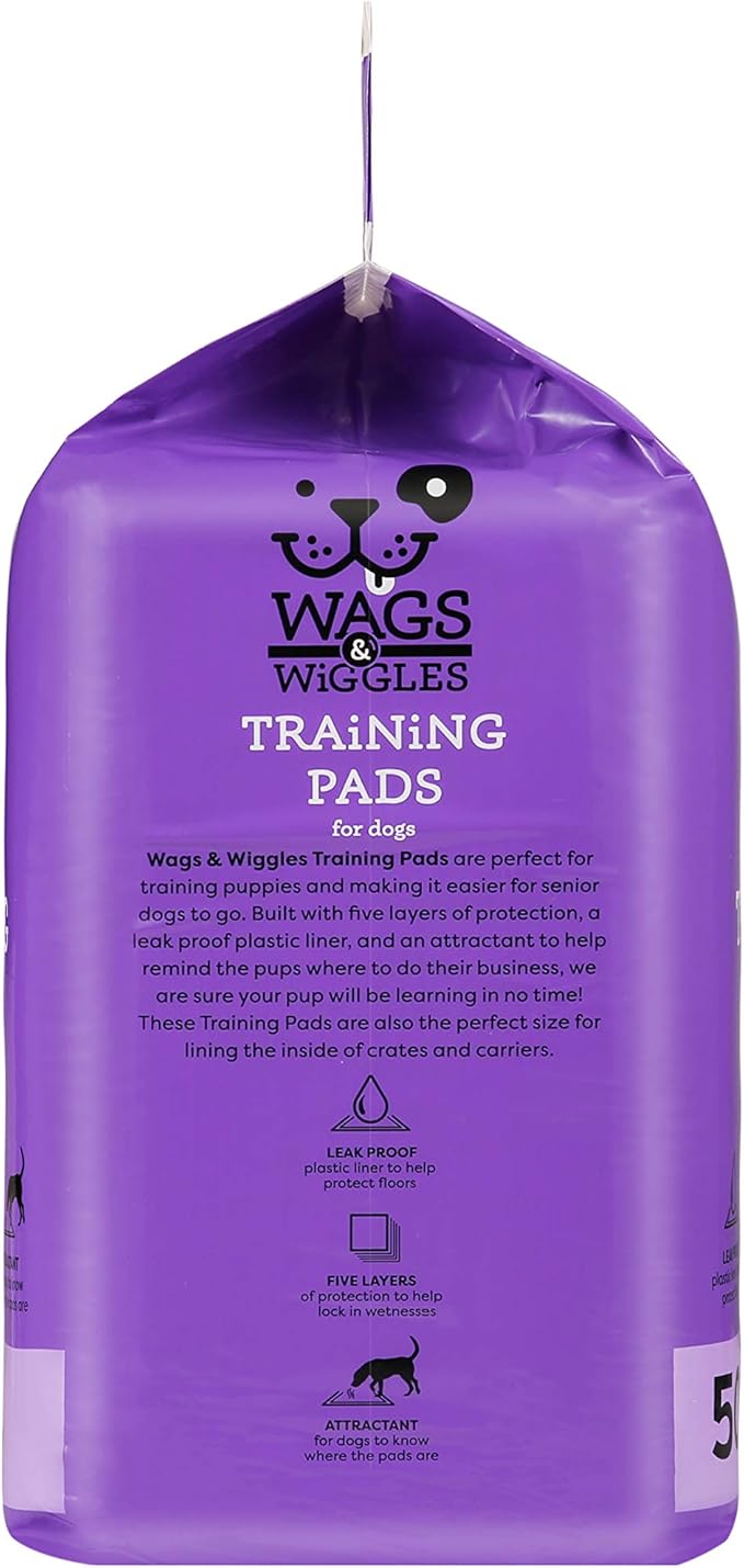 Wags & Wiggles Training Pads for Dogs - Super Absorbent Puppy Pee Pads - Way to Keep Your Home Clean and Train Your Dog and Puppy, 21"x 21" - 50 Count