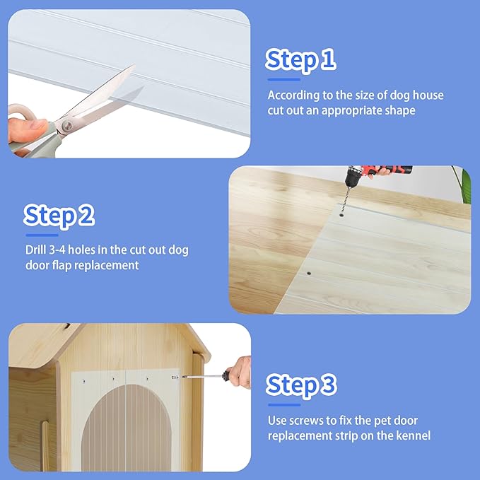 4.9 Feet x 7.8 Inch Dog House Plastic Door Flap, Clear Doggie Door Replacement Flap with 4 Screws, Easy to Cut & Install Vinyl Door Flap for Dog Cat Chicken House