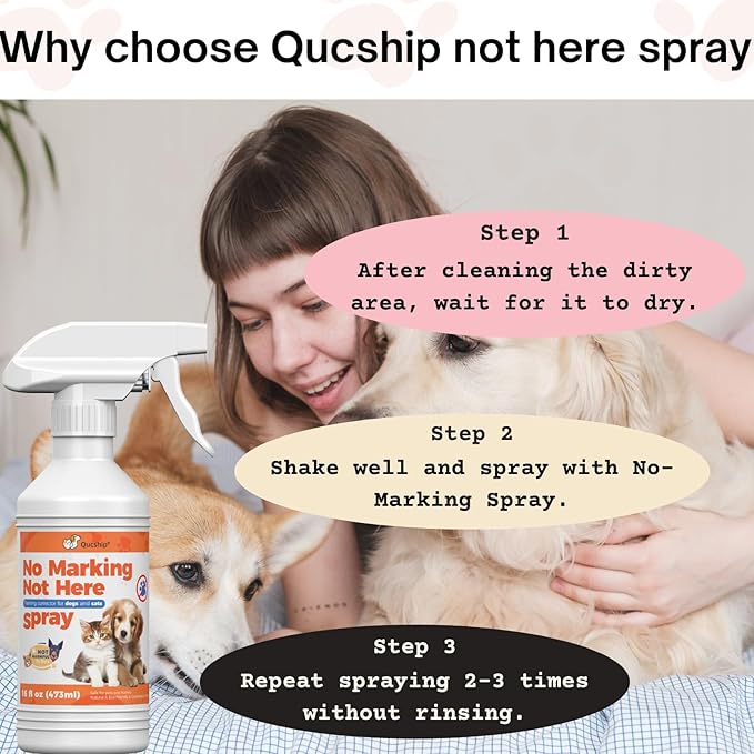 Qucship 16 Fl Oz Trains Your Pet Where Not to Pee Indoors or Outdoors - No Pee Spray for Dogs Indoor - Pee Repellent for Dogs Outdoor
