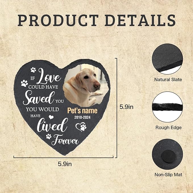 Cowcute Personalized Pets Memorial Stones with Photo and Name, Customized Dog Memorial Gifts for Loss of Dog, Loss of Cat Sympathy Gift, Dog Passing Away Gifts, Dog Bereavement Gifts