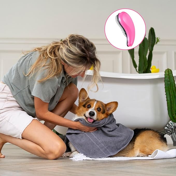 Small Dog Brush, Puppy Brushes for Grooming, Gently Cleaning Slicker Hair Brush for Pet, Cats, Teddy, Chihuahua, Yorkies, Maltese, Shih Tzu, Rabbits (Pink)