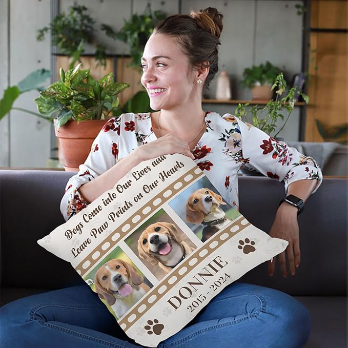 Alienc Personalized Dog Memorial Pillow with Photo - Custom Pet Memory Gift, Soft Sympathy Gift for Loss of Dog or Cat, Heartfelt Remembrance Throw Pillow